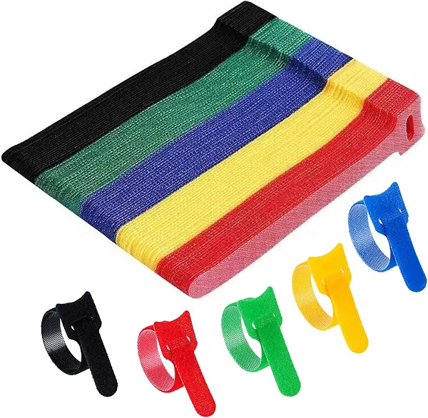 سعر ومواصفات 100 Pcs Reusable Cable Ties, Adjustable Multifunctional Cable Straps Wire Organizer, Black Hook and Loop Nylon Cable Tidy for PC Cable Management, Organizing Cords, TV, Desk(5 Colours) (B0DT6S3FKB) على Amazon EG