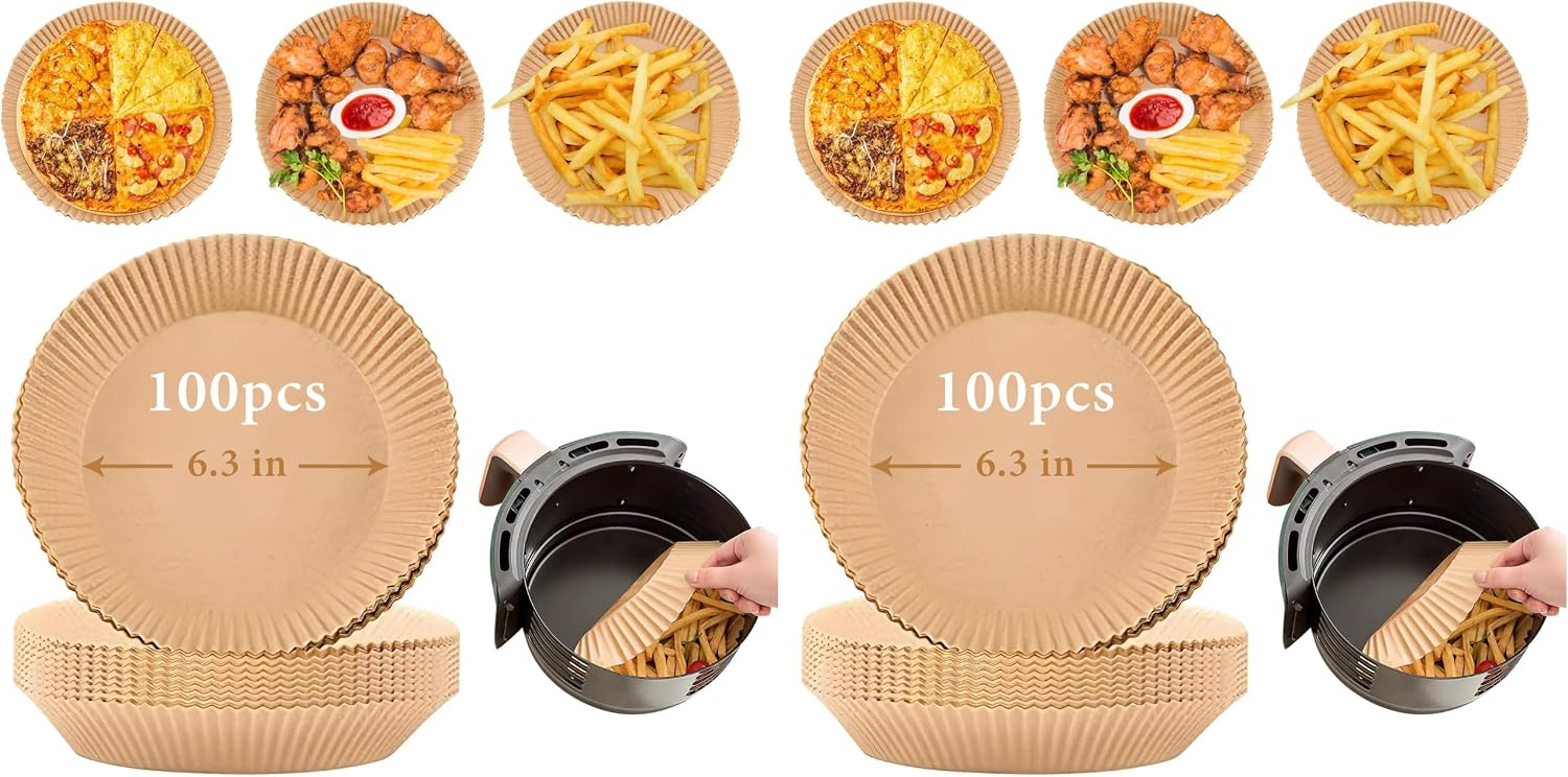 سعر ومواصفات 100PCS Air Fryer Paper Liners, Air Fryer Disposable Paper Liner Non-Stick Disposable, Baking Paper for Air Fryer Oil-Proof, Food Grade ParchmenWater-Proof for Baking Roasting Microwave (Round 6.3in) (B0HLDWKVRC) على Amazon EG