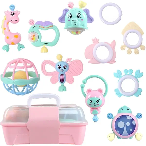 سعر ومواصفات 11PCS Baby Rattles 0 with 6 Months, Teething Toys Storage Case, Infant 3 12 Girl Toys, Best Newborn Christmas Gift for Babies Infants Boy (Pink) (B0F943TZMZ) على Amazon EG