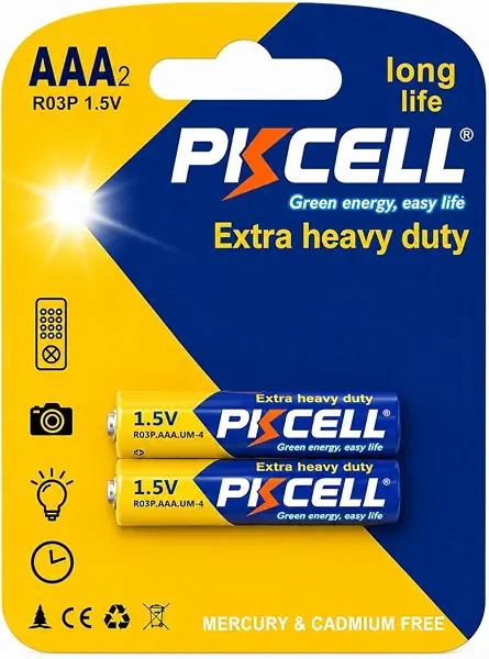سعر ومواصفات AAA Batteries 2 Pack, 1.5V Heavy Duty Triple A Batteries,10-Year Shelf Life,High-Performance Zinc Carbon AAA Battery for Flashlights, Keyboards, Clocks, Toys, Remote Controls (B07HNM7FPR) على Amazon EG