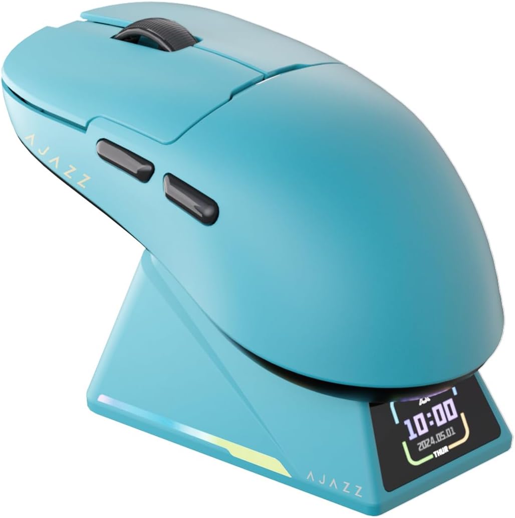سعر ومواصفات AJAZZ AJ159-APEX Gaming Mouse 8K PAW3390 Sensor, Magnetic RGB Charging Station with Screen, 2.4G, Wired, Bluetooth, Ergonomic, 42KDPI, 400 mAh Battery, Lightweight, for Windows, MacOS, ChromeOS (B0DHV75GCM) على Amazon EG