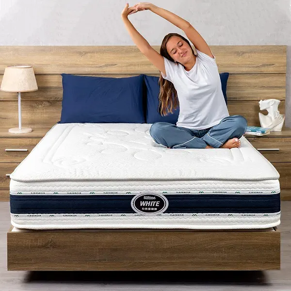 سعر ومواصفات Al Maamoun Pocket Spring Mattress, White Model, 28 cm Height, Queen 140x200 cm, 260 Springs per m2, Memory Foam Layer, Double Sided (B0HLH7LT5L) على Amazon EG