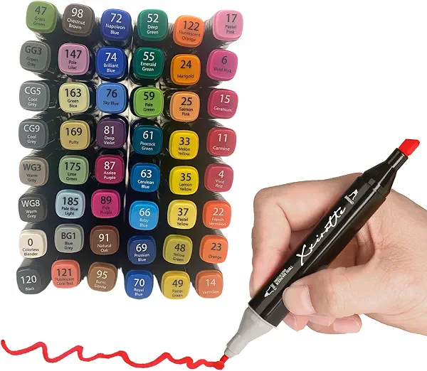 سعر ومواصفات Alcohol Markers Set 48 Colors - Dual Tip Art Marker Pens for Kids Adult Coloring Books No Bleeding Double Sided (Fine&Chisel) Permanent Professional Markers for Artists Drawing Sketching Illustration (B0FN82HP58) على Amazon EG