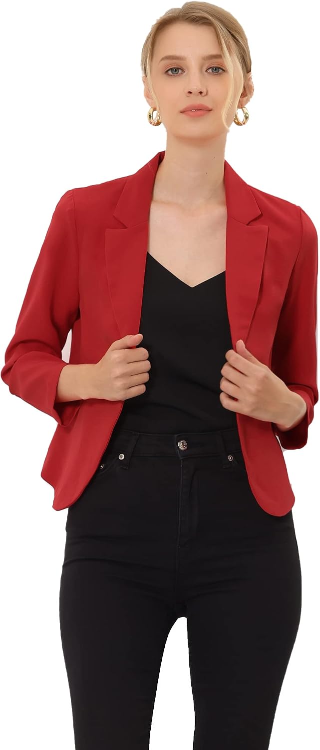 سعر ومواصفات Allegra K Women's Open Front Office Work Business Crop Suit Blazer Jacket (B0B9R61PR2) على Amazon EG