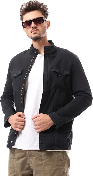سعر ومواصفات Andora Mens Gabardin Buttoned Mandarin Collar Jacket (B0CHFP495L) على Amazon EG