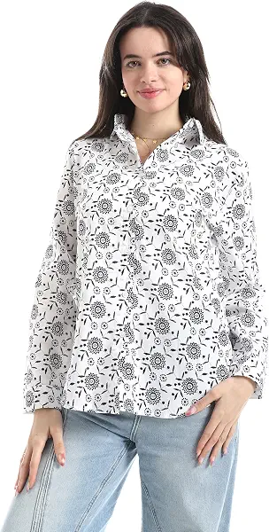 سعر ومواصفات Andora Womens Self Pattern Button Western (pack of 1) (B0GPL335H7) على Amazon EG
