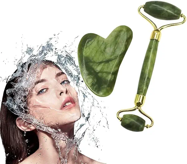 سعر ومواصفات Anti-Aging Jade Facial Massage Set, Natural Stone Roller And Gua Sha Tools, Green (B0DTZ31QDB) على Amazon EG