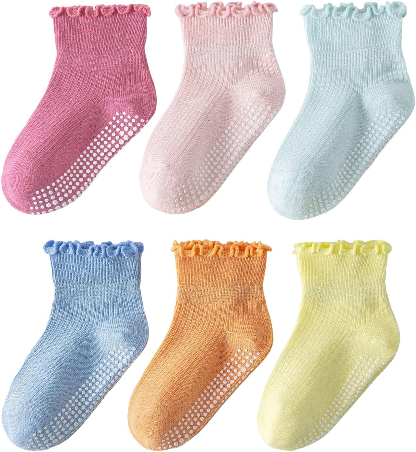 سعر ومواصفات ANYANIME Toddler Socks Ruffle for Girls Baby Grip Socks Non Slip Cute Frill (B0DHVH12RG) على Amazon EG