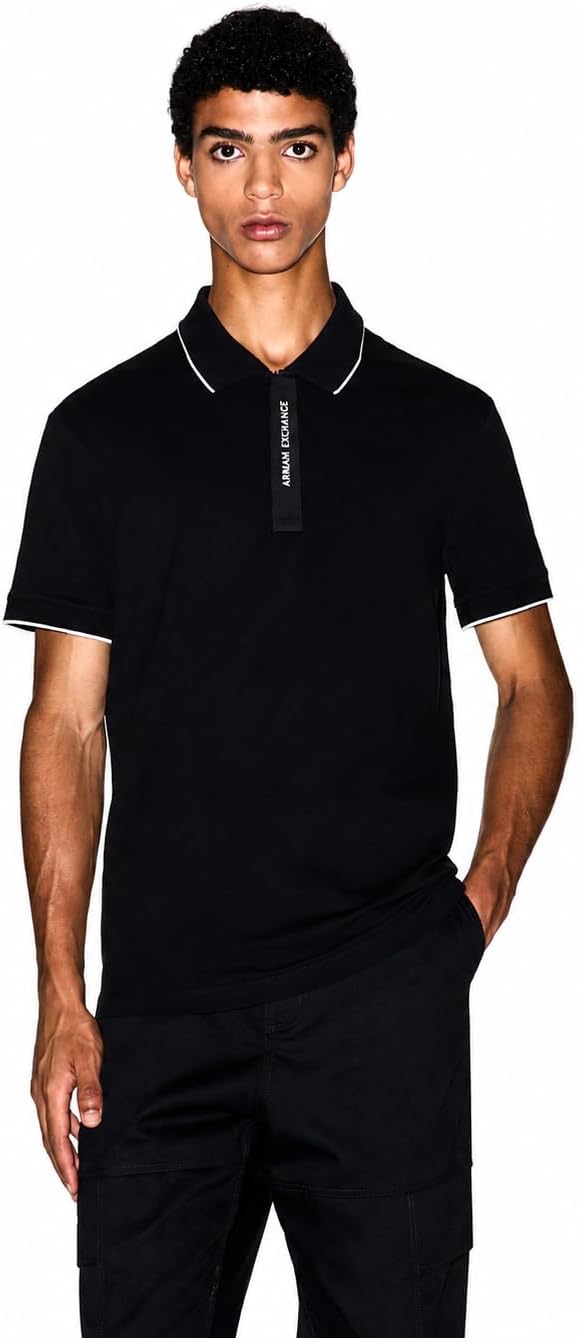 سعر ومواصفات Armani Exchange mens Slim Fit Cotton Logo Plaquet Polo Polo (B0DSCFP8TF) على Amazon EG