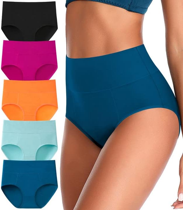 سعر ومواصفات ASIMOON High Waisted Underwear for Women Tummy Control Cotton Full Coverage Panties No Muffin Top Ladies Briefs Plus Size (B08PKJW2QH) على Amazon EG