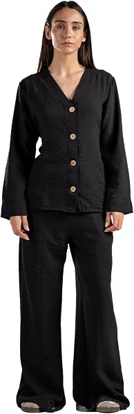 سعر ومواصفات ASTK Womens Textured Button-Front Modern (pack of 1) (B0GPRPNTBP) على Amazon EG