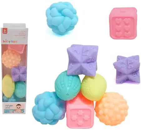 سعر ومواصفات Baby Balls & Blocks Sensory Toys, Pastel Colors, Assorted Shapes, 3 Months (B0GW8XS8PV) على Amazon EG