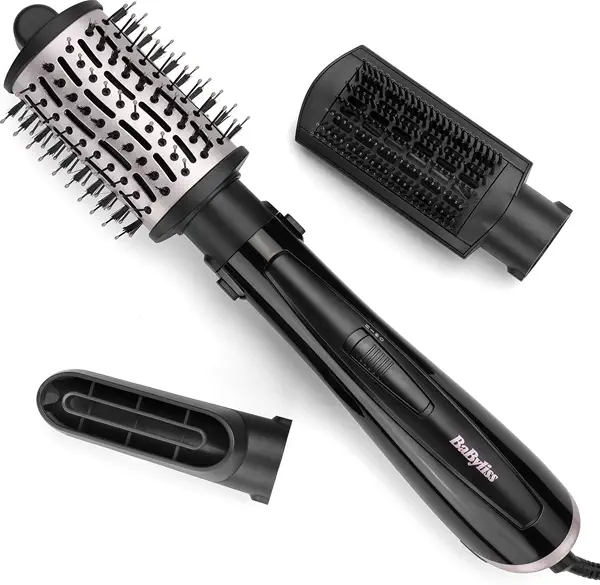 سعر ومواصفات BaByliss Style Smooth 1000W Hot Air Brush, 3 in 1 Hair Dryer Brush for Blow Drying Straightening & Volumizing, Ionic Technology, Oval Volume Brush, Cool Air Function, Black/White - AS128E (B0D6W7JD74) على Amazon EG