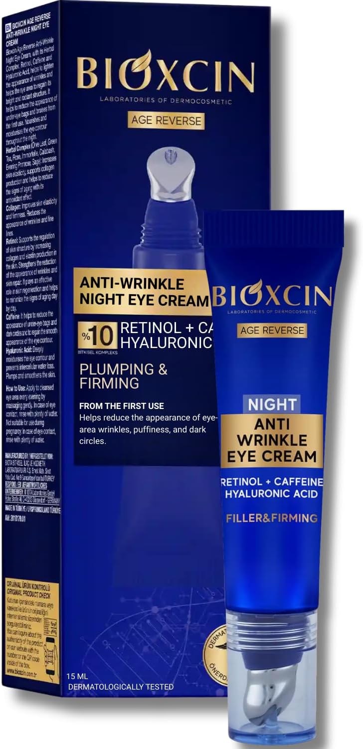 سعر ومواصفات Bioxcin Anti-Wrinkle 10% Retinol+Caffeine+Hyaluronic Acid Night Eye Cream 15 ml (B0DDLHJVJ8) على Amazon EG