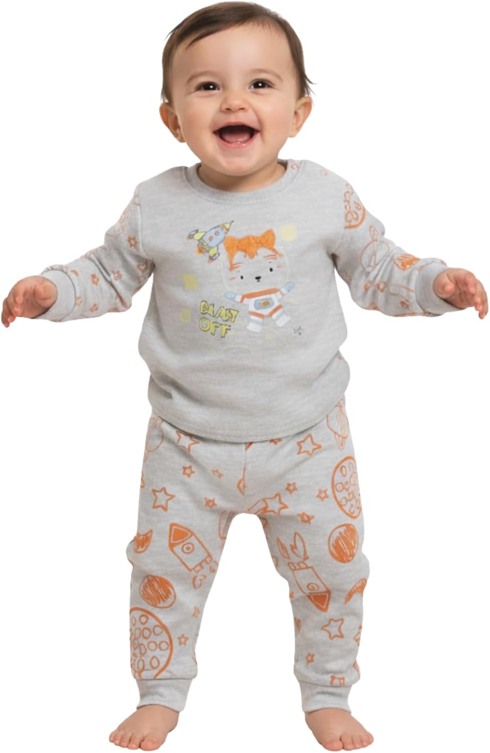 سعر ومواصفات Boys Pajama Long Sleeves Sweatshirt&Pants Printed Rocket Pajama Set (pack of 1) (B0GVP821H5) على Amazon EG