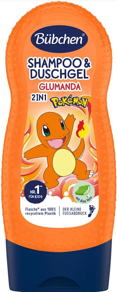سعر ومواصفات Bübchen Children's Shampoo & Shower Gel 2-in-1 Pokémon Charmander, 230 ml Maintains the moisture of delicate children's skin With the cute Pokémon Charmander (B0HGB62NY7) على Amazon EG