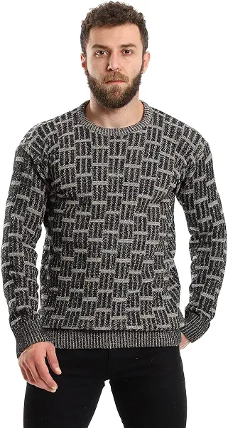 سعر ومواصفات CAESAR Mens Wool Mens Pullover With squares weave Pullover (B0BD51512M) على Amazon EG