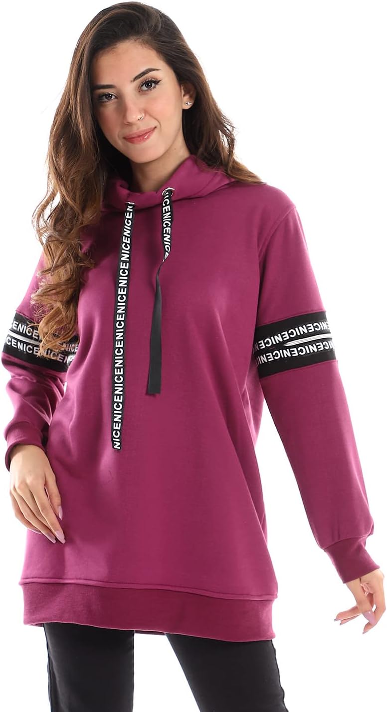 سعر ومواصفات CAESAR Womens Woman Hoodie With Printed Tape And Zipperon Two Arms Hoodie (B0BD4Y1NKZ) على Amazon EG