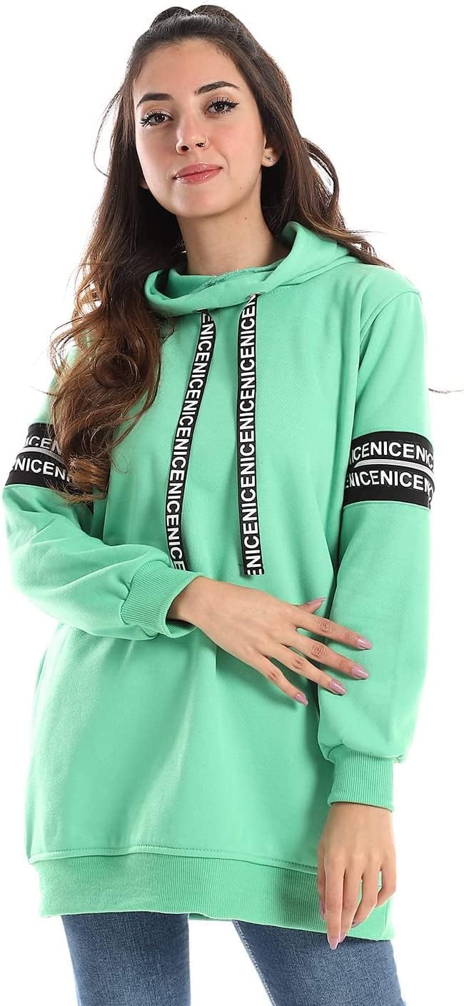 سعر ومواصفات CAESAR - سيزر CAESAR Womens Woman Hoodie With Printed Tape And Zipperon Two Arms Hoodie (B0BD4Y482F) على Amazon EG