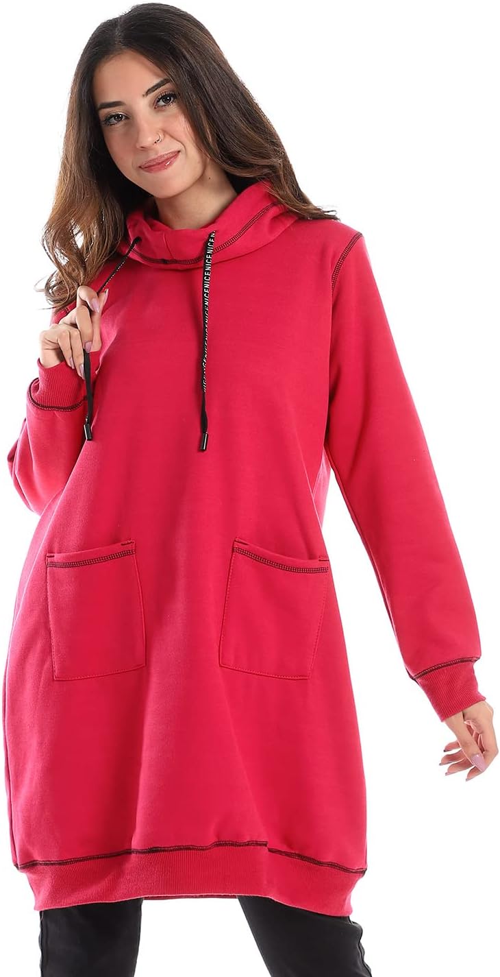 سعر ومواصفات CAESAR Womens Woman Long Hoodie With Two Pocket And Sewing Design Hoodie (B0BD4Y13CY) على Amazon EG