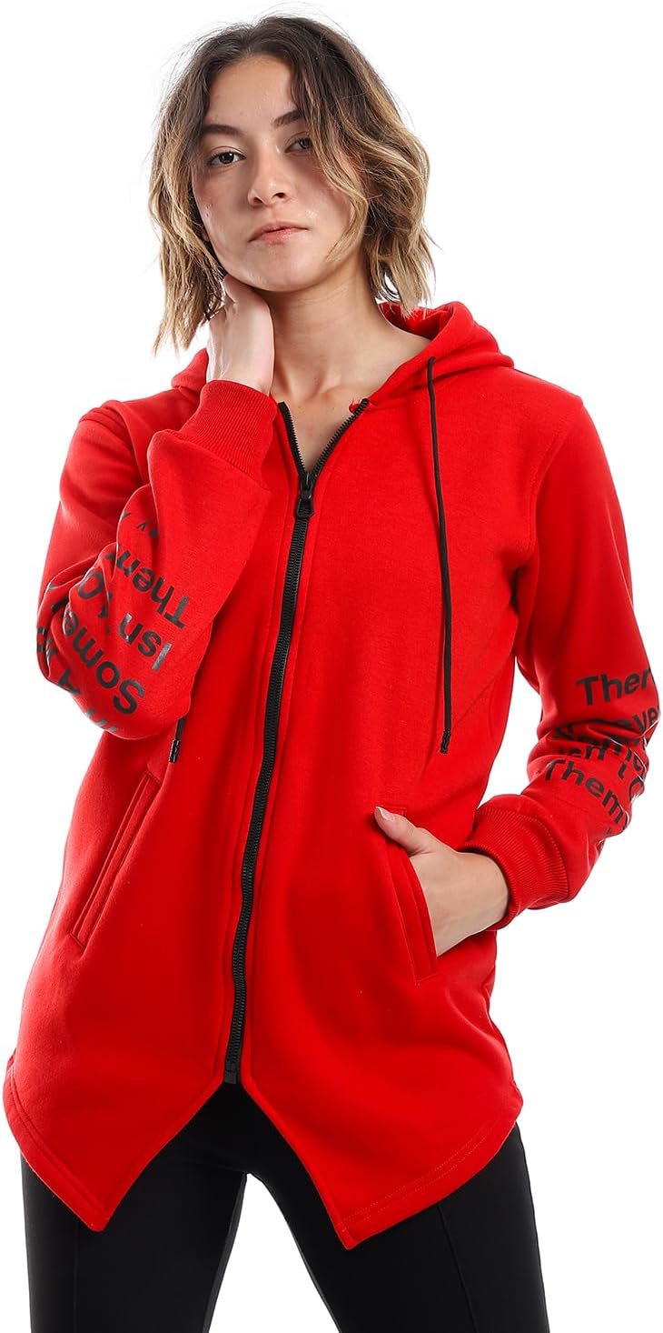 سعر ومواصفات CAESAR Womens Women Hoodie With Front Zipper And Printed Sleeves hoodie (pack of 1) (B0CL32FJCG) على Amazon EG