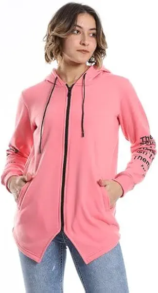 سعر ومواصفات CAESAR Womens Women Hoodie With Front Zipper And Printed Sleeves Hoodie With Zipper (pack of 1) (B0CLVMVLXZ) على Amazon EG