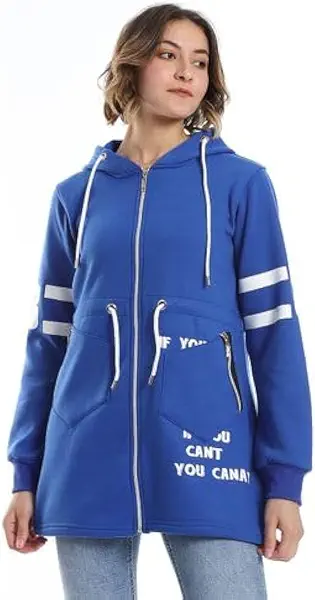 سعر ومواصفات CAESAR Womens Women Hoodie With Front Zipper And Printed Sleeves Hoodie With Zipper (pack of 1) (B0CLVNNC38) على Amazon EG