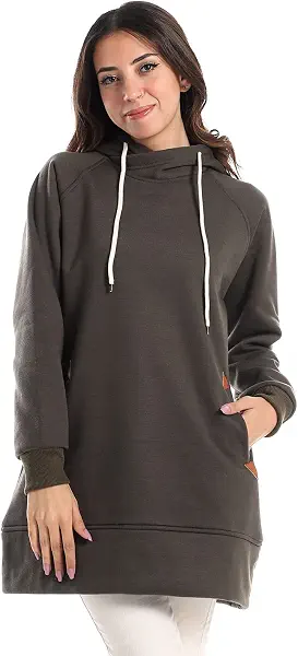 سعر ومواصفات CAESAR - سيزر CAESAR Womens Woman Hoodie With Pocket And Triangle Leather In Side Hoodie (B0BD4YPBGK) على Amazon EG