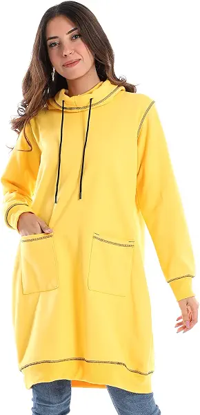 سعر ومواصفات CAESAR - سيزر CAESAR Womens Woman Long Hoodie With Two Pocket And Sewing Design Hoodie (B0BD516LDB) على Amazon EG