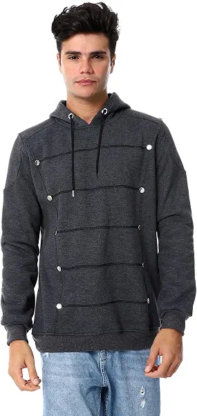 سعر ومواصفات CAESAR - سيزر سيزر هودي مغلق للرجال مع ازرار فضية - مزيج القطن . (B0CJVFW1YQ) على Amazon EG