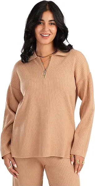 سعر ومواصفات CARINA womens Lounge Pullover with Zipper Pullover Sweater (B0DJ9JKLZN) على Amazon EG