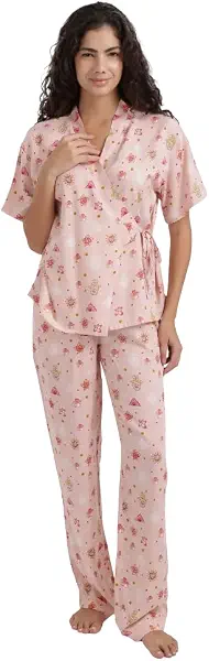 سعر ومواصفات CARINA Womens Side Tie Wrap Pyjama Set Pajama Set (pack of 1) (B0GNMRBL29) على Amazon EG