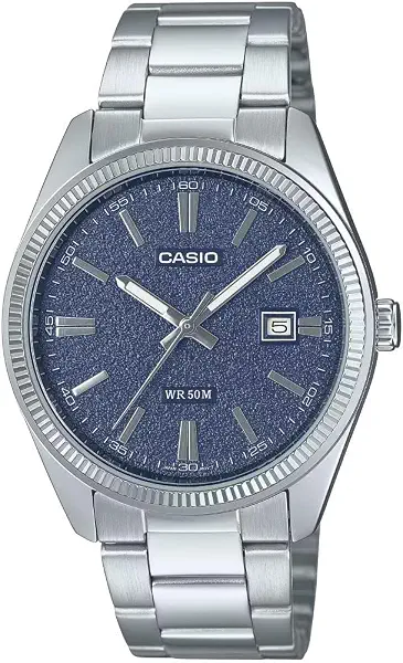 سعر ومواصفات Casio MTP1302DA-2A1V Men's Vintage Classic Stainless Steel Matte Blue Dial Date Analog Watch (B0FP5TSW3B) على Amazon EG
