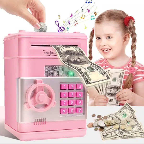 سعر ومواصفات civan ATM Piggy Bank for Kids, Electronic Money Saving Box with Password, Safe Cash Coin Saving Bank Toys for Ages 8-13 3-8 Kids Girls Boys Birthday (Pink) (B09KPL51G8) على Amazon EG