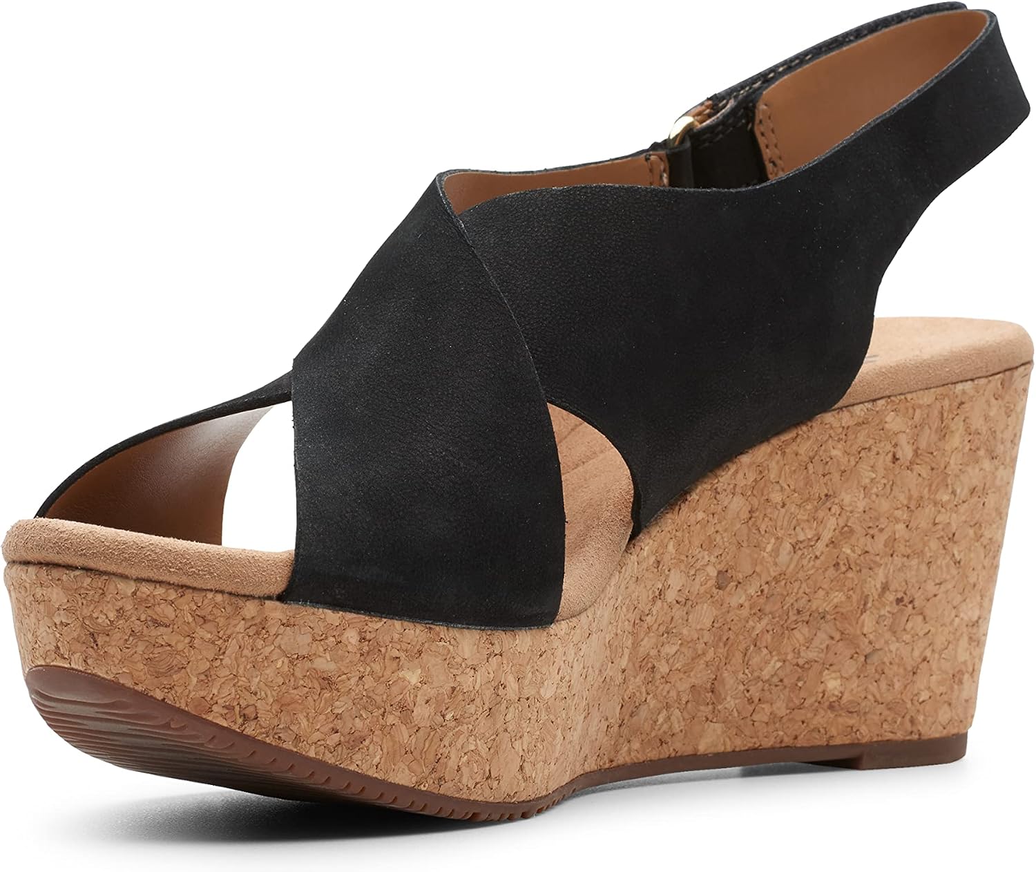 سعر ومواصفات Clarks Women's Annadel Eirwyn Wedge Sandal, Black Nubuck, 6 Wide (B01FH9BUH0) على Amazon EG