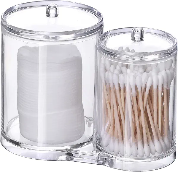 سعر ومواصفات Clear Acrylic Swab Makeup Pads Container with Double Lids Cosmetic Jars Bathroom Storage Dispenser Case for Pads Rounds Q-Tips (B0D8T4X7D7) على Amazon EG