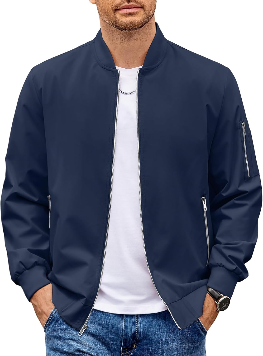 سعر ومواصفات COOFANDY Men Bomber Jacket Lightweight Casual Fashion Stylish Windbreaker (B0FCFZN9SL) على Amazon EG