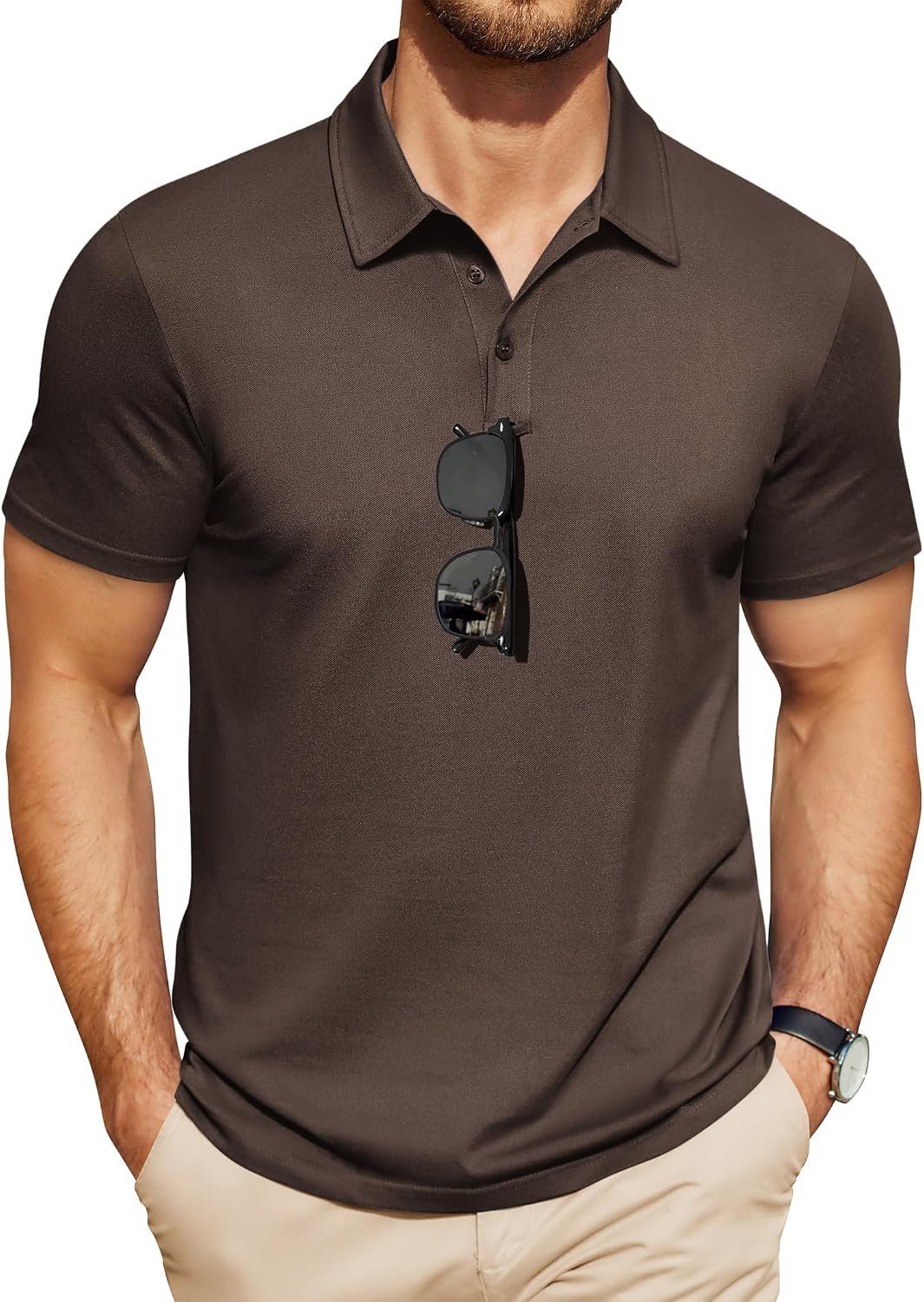 سعر ومواصفات COOFANDY Men's Polo Shirts Short Sleeve Golf Shirt Casual Collared T-Shirts (B0G5WVHM32) على Amazon EG