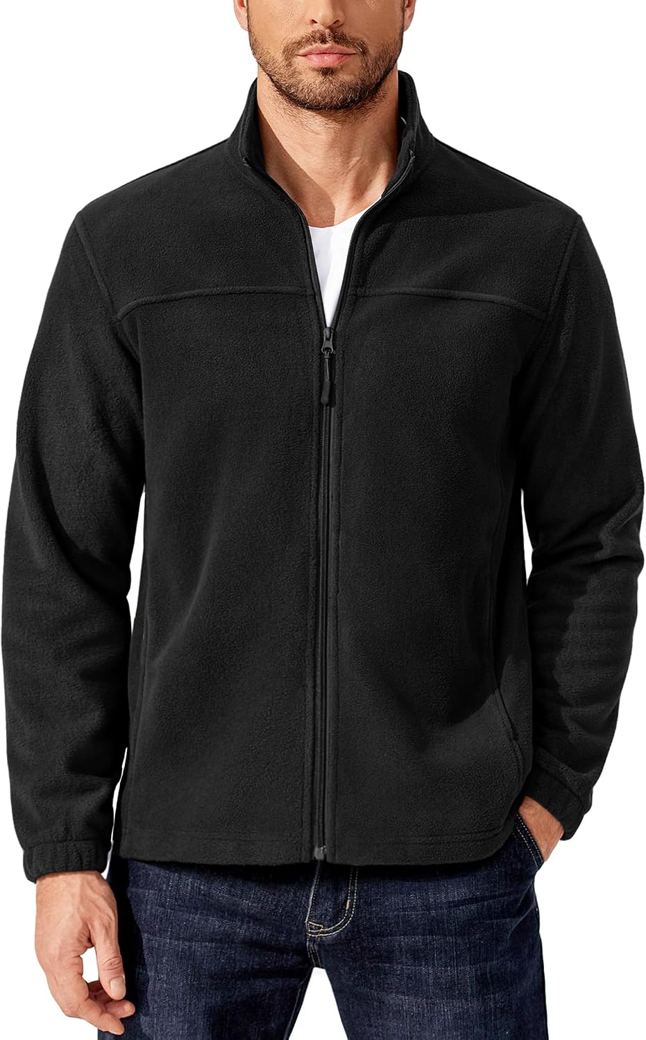سعر ومواصفات COOFANDY Mens Polar Fleece Jacket Lightweight Full Zip Jackets Outdoor Coat (B0FC2SN38L) على Amazon EG