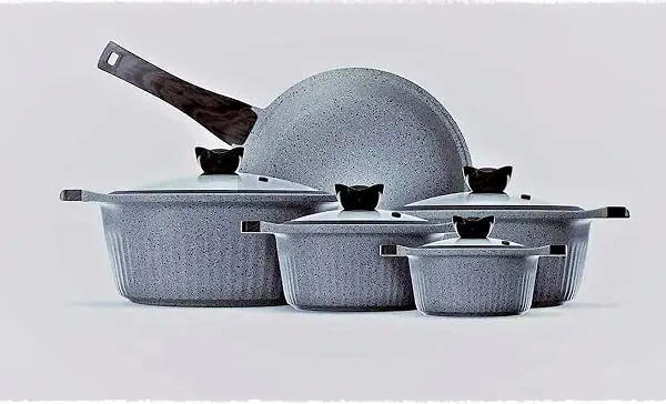 سعر ومواصفات Cookin Aboud 9 Pieces Set die cast Cookin Aboud (18-20-24-28) + Fry Pan 28 cm Granite Gray (B0CNZ978W2) على Amazon EG