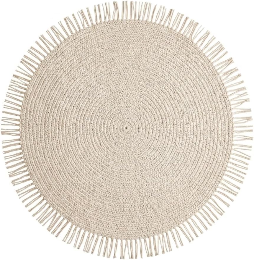 سعر ومواصفات Cotton round Shaped Rug, 150, Cafe/Beige (B0D7J7XL2C) على Amazon EG