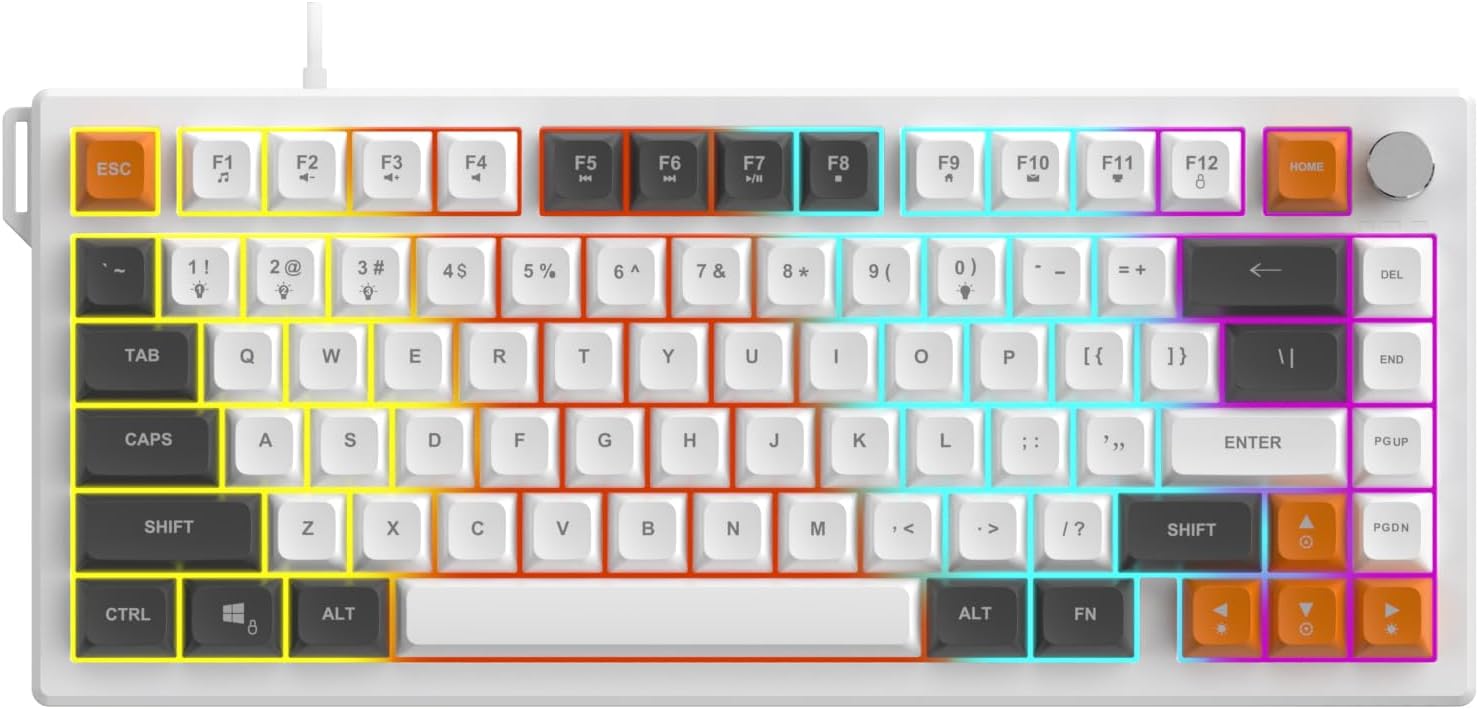 سعر ومواصفات Coverzone Triple Mode Membrane Gaming Keyboard, 75% Layout, 4000mAh Battery, RGB 14 Effects, TFT Display, Type-C, Bluetooth 2.4G, Waterproof, Win Compatible, Multimedia Button | AJAZZ AF82 (Orange (B0GQV1WQHH) على Amazon EG