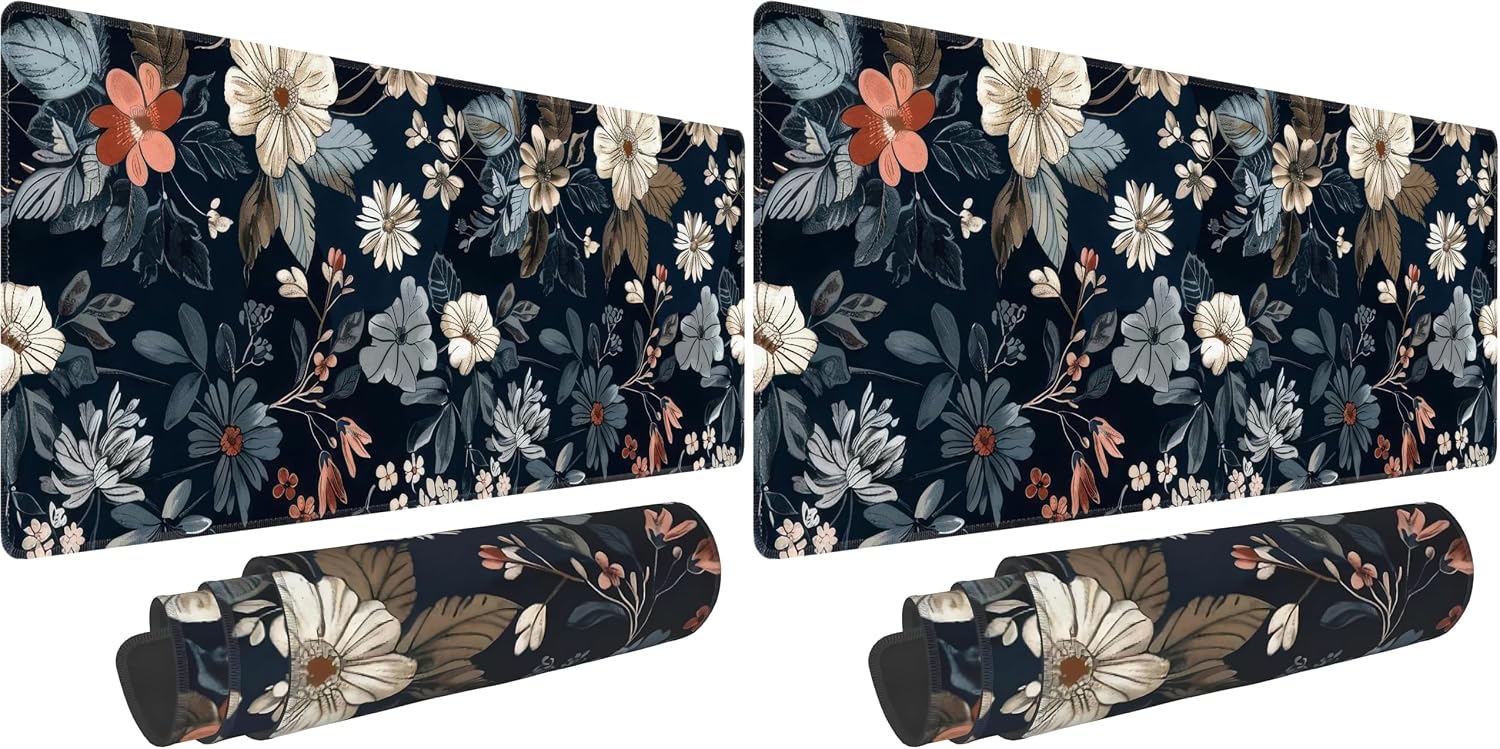 سعر ومواصفات Dark Flower Large Mouse Pad,Gaming Keyboard Desk Pad,Extended Mouse Mat Non-Slip Rubber Base with Stitched Edges for Office Game Home XL 31.5"x11.8" (Pack of 2) (B0HLDT98P7) على Amazon EG