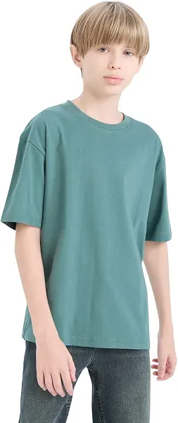 سعر ومواصفات DeFacto Boys Oversize Fit Crew Neck Short Sleeve Casual Knitted Short Sleeve T-Shirt B5927A8 Short Sleeve T-Shirt (pack of 1) (B0DS7F44RQ) على Amazon EG