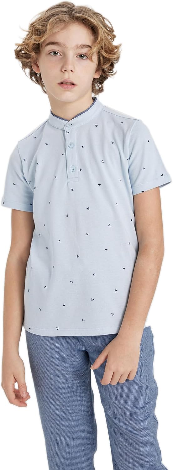 سعر ومواصفات ديفاكتو DeFacto Boys Regular Fit Gadart Neck Short Sleeve Knitted Short Sleeve Polo T-Shirt B5938A8 SHIRT (pack of 1) (B0D57HTQ39) على Amazon EG