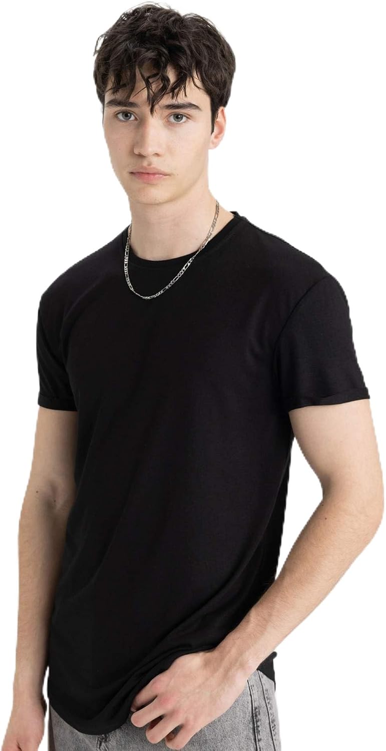 سعر ومواصفات ديفاكتو DeFacto Man Long Muscle Fit Crew Neck Short Sleeve Knitted T-Shirt N2104AZ T-Shirt (pack of 1) (B0D3Z4YQPG) على Amazon EG