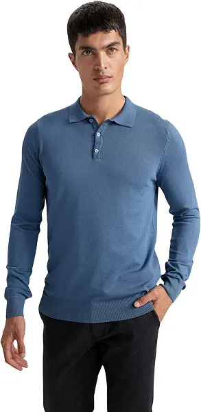 سعر ومواصفات DeFacto Man Standart Fit Polo Neck Long Sleeve Tricot Pullover D0454AX Pullover (pack of 1) (B0DJQGF45W) على Amazon EG