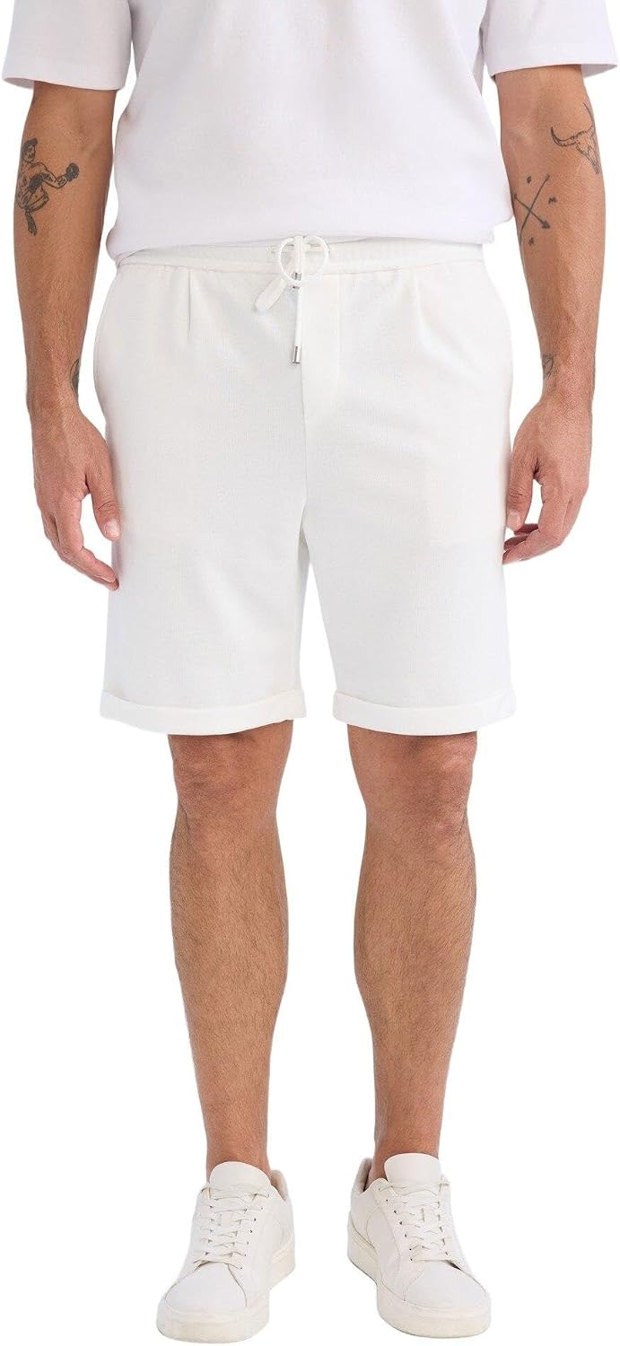 سعر ومواصفات ديفاكتو DeFacto mens Bermuda Short Smart Casual Woven Bottom Bermuda A7341AX Bermuda (pack of 1) (B0F6N323L9) على Amazon EG