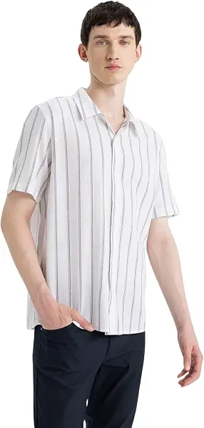سعر ومواصفات DeFacto Mens Regular Fit Polo Neck Short SleeveWoven Top Short Sleeve Shirt Z7344AZ Short Sleeve Shirt (pack of 1) (B0D9Q9TWD7) على Amazon EG