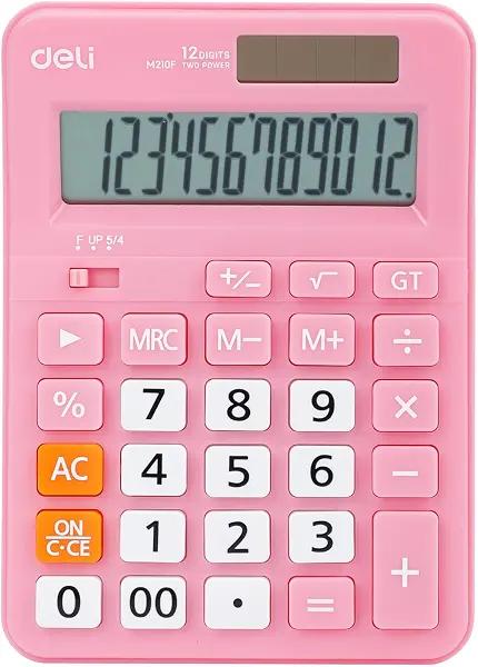سعر ومواصفات Deli M210F 12-Digit Desktop Calculator, Pink (B0H1WV5NQJ) على Amazon EG